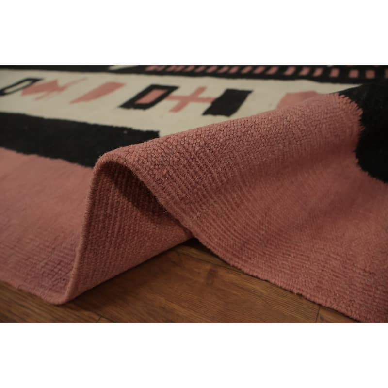 Hand Woven Oriental 100% Wool Carpet Southwestern Tribal Pink Kilim Area Rug - 11' 11'' X 8' 6''