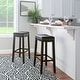 preview thumbnail 14 of 19, Linon Willamette Backless Barstool with Faux Leather Seat (Set of 2) Black/Black