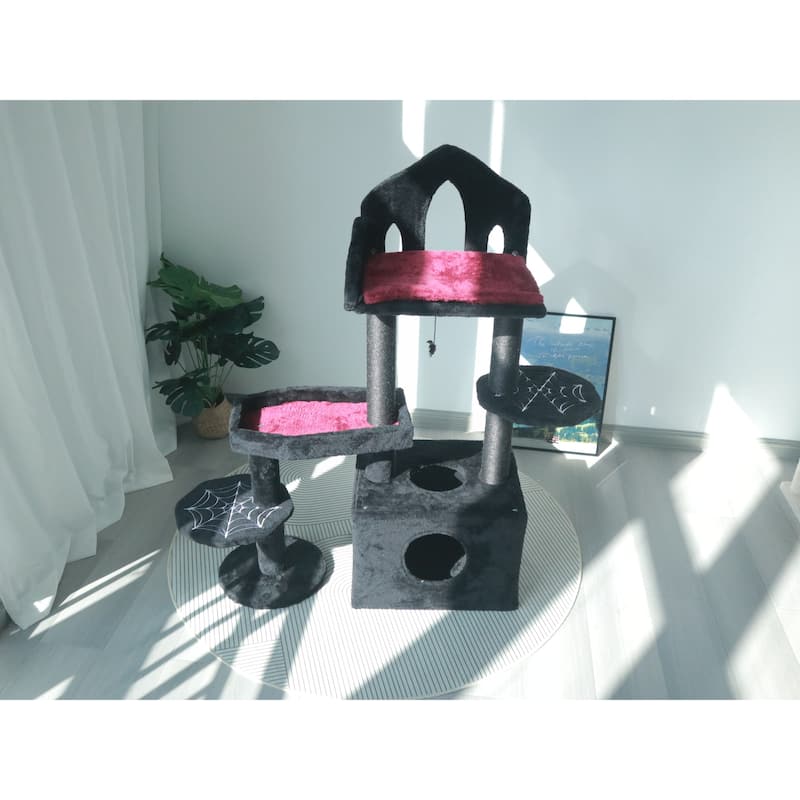 Triking Gothic Design Black Gothic Cat Tree,Easy Installation