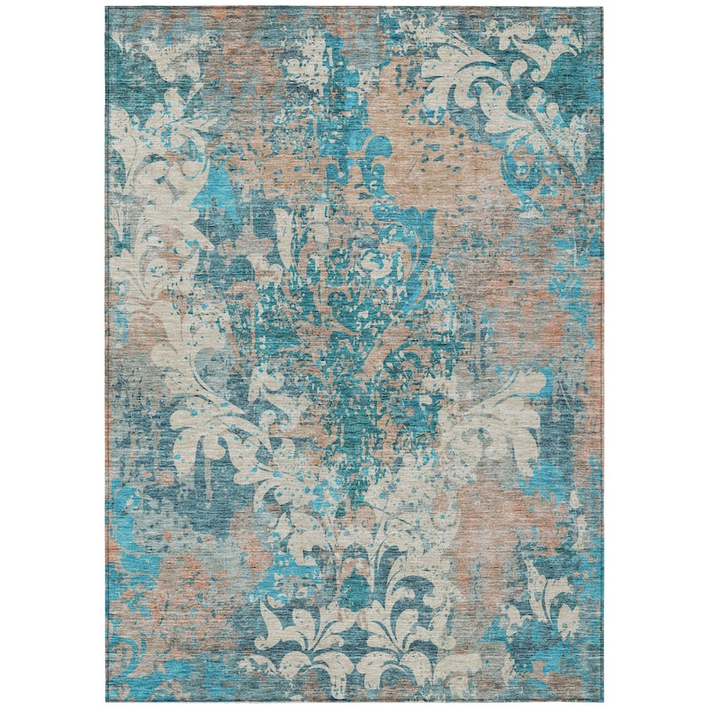 HomeRoots Damask Transitional Rectangle Outdoor Rug