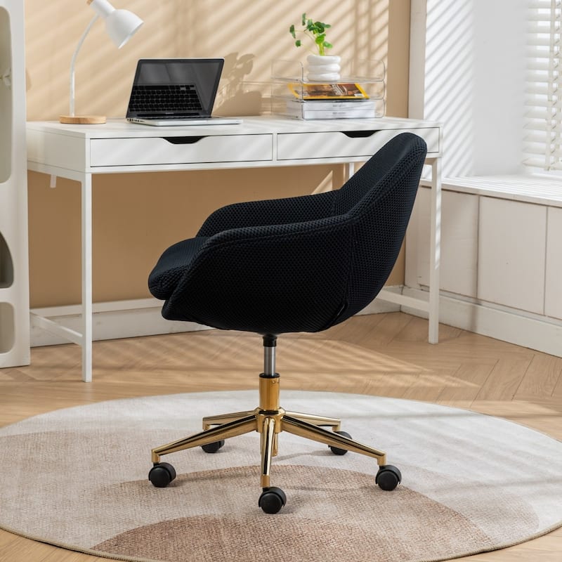 Mesh Fabric Adjustable Swivel Home Office Desk Chair with Metal Base