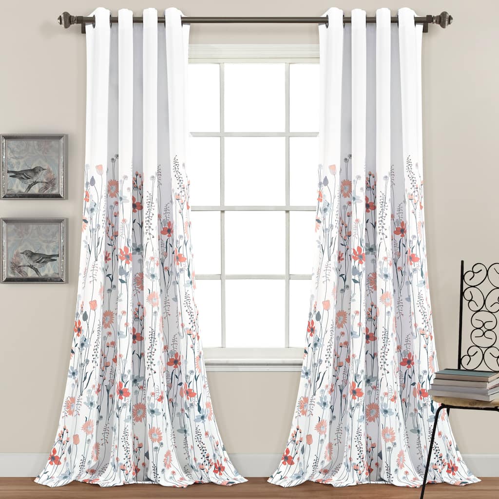 Lush Decor Clarissa Floral Room Darkening Window Curtain Panel Pair