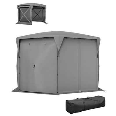 Dark Grey Pop-Up Gazebo Tent with Mesh Walls, Sun and Water Protection - Folded Dimensions: 75.2" L x 9.8" W x 9.8" H