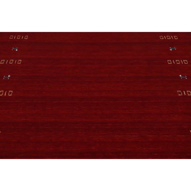 Hand Knotted Oriental 100% Wool Carpet Tribal Animal Pictorial Red Gabbeh Area Rug - 8' 1'' X 5' 5''