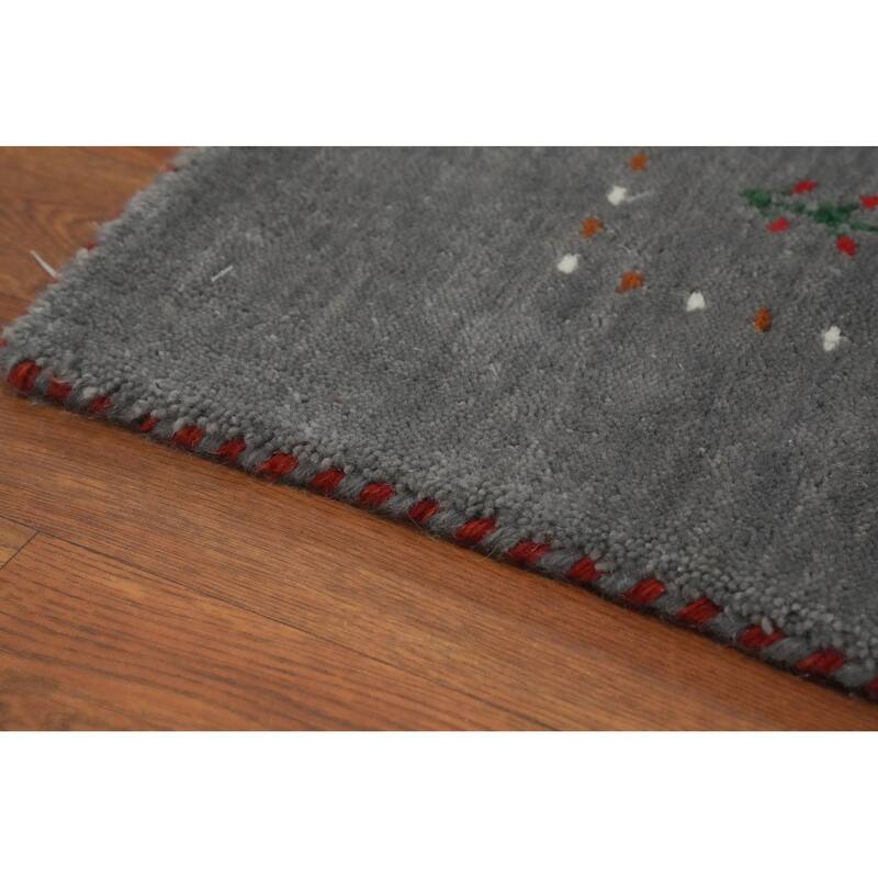 Handmade Gray Gabbeh Oriental Accent Rug Handmade Wool Carpet - 5' 7'' X 4' 1''