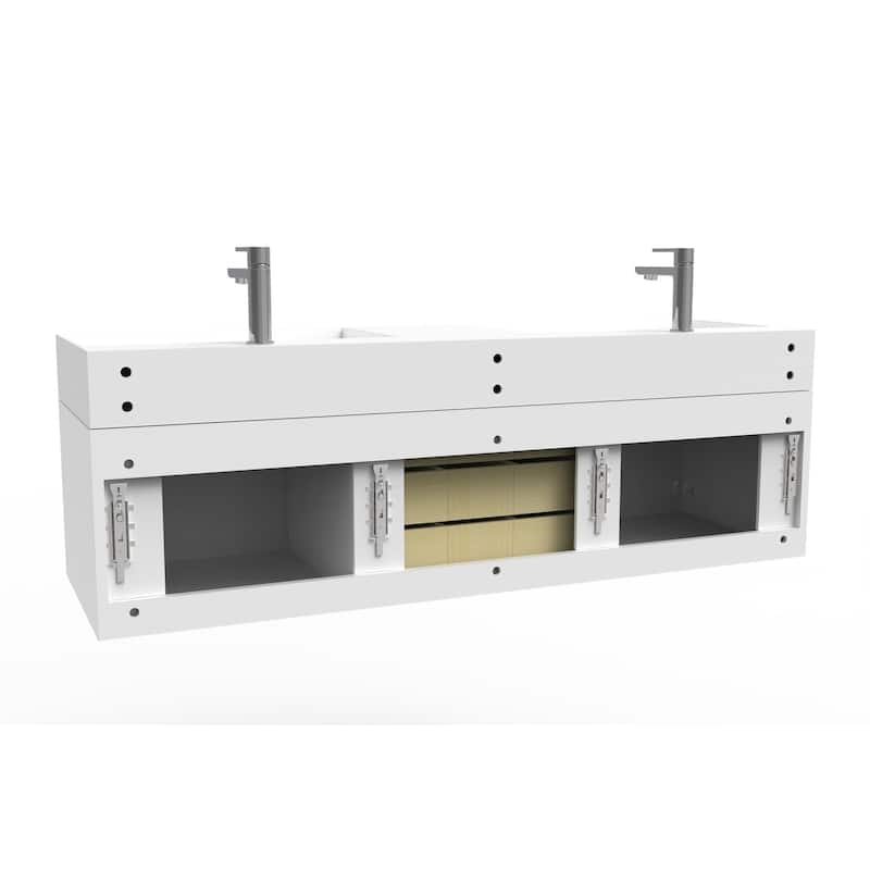Amazon 60" Wall Mounted Bathroom Vanity Set w/ White Top