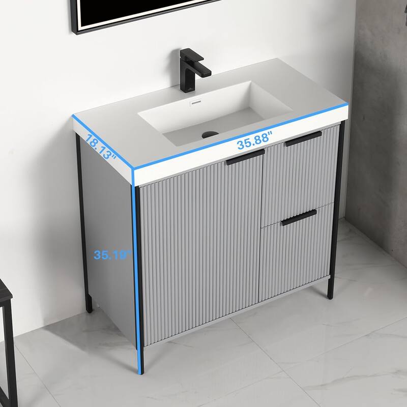 Blossom 36 Inch All Wood Freestanding Bathroom Vanity with Sink