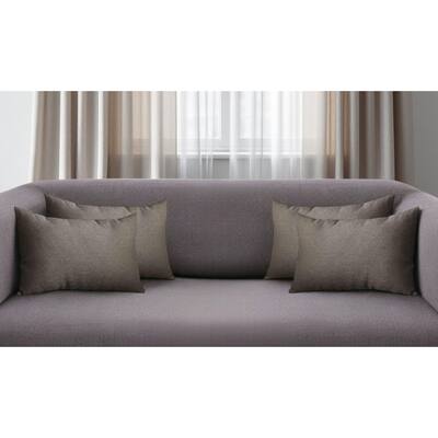 Set of Four 12" X 20" Black Fabric Lumbar Throw Pillows
