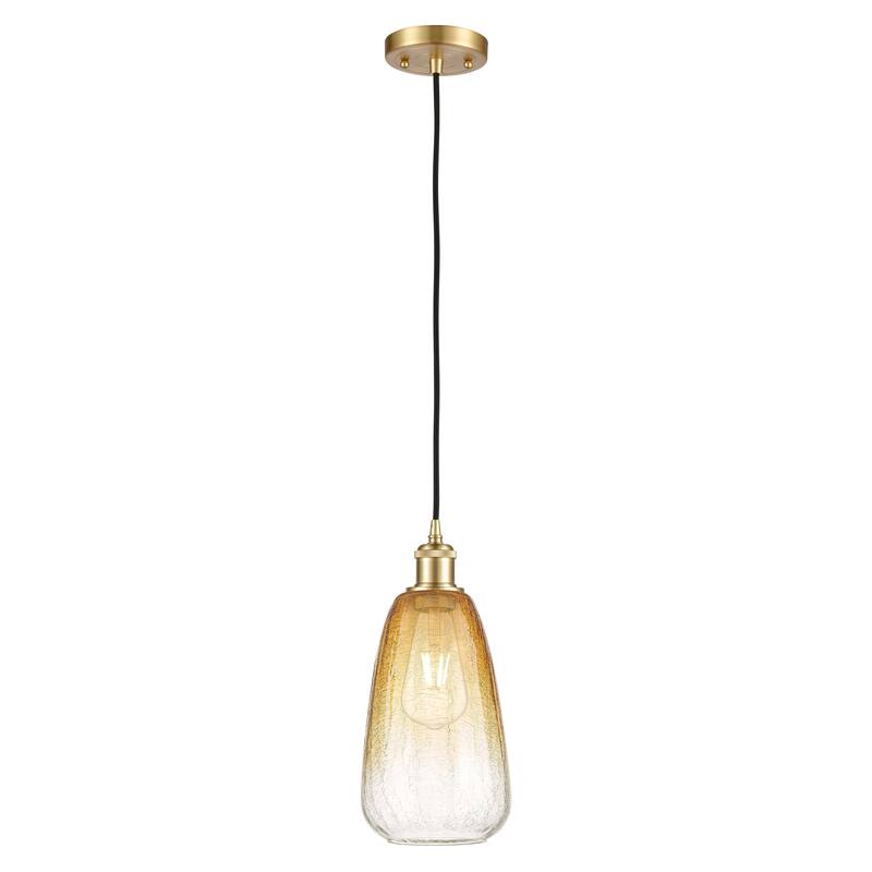 Innovations Lighting Endless Possibilities Ballston - Brookhaven Almond - 1 Light 6" Cord Hung Mini Pendant - Satin Gold/Amber