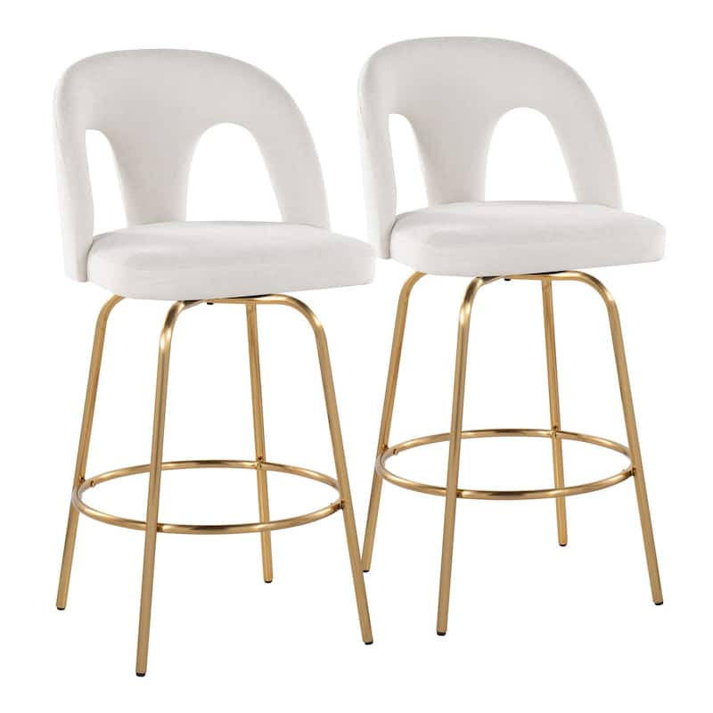 Ava Upholstered 26" Fixed-Height Counter Stool - Set of 2 - White