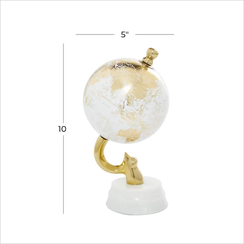 Aluminum Metal Globe with Marble Base - Blue or Gold - Roche River Decor
