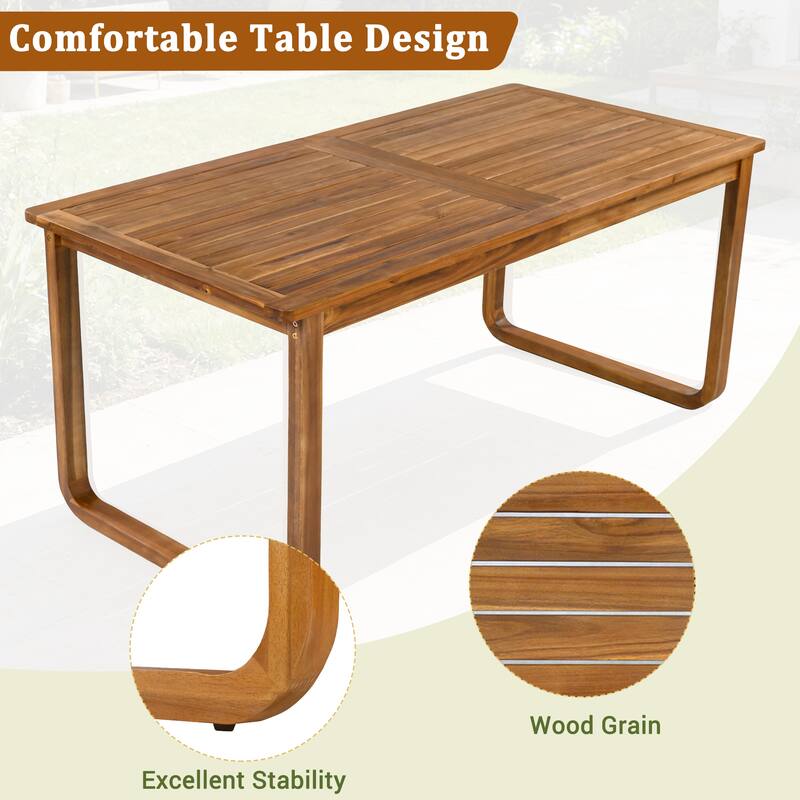 7-Piece Acacia Wood Outdoor Dining Set with Water-Resistant Cushions by Leisure Zone