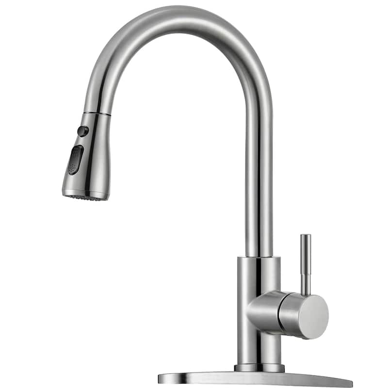 AITINKAN Pull Down Single Handle Kitchen Faucet with 3 Spray Mode - Silver