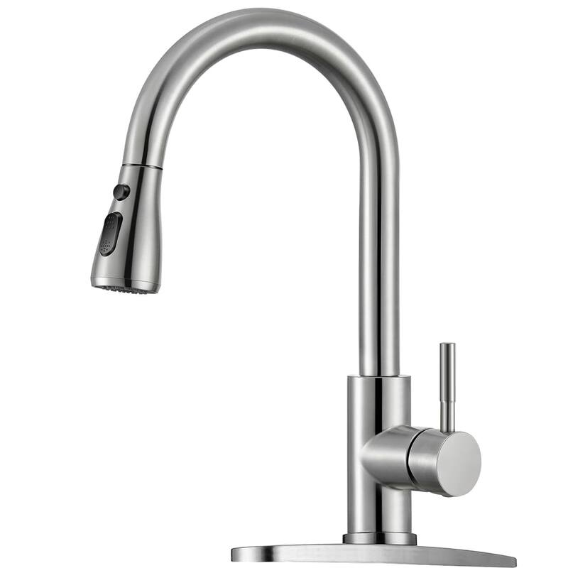 Single-Handle Pull-Down Sprayer Kitchen Faucet with Soap Dispenser - White