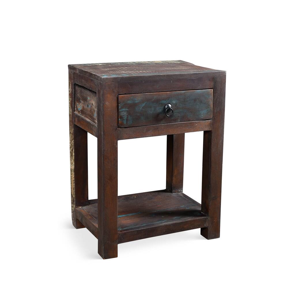 Handmade Reclaimed Wood Side Table (India)