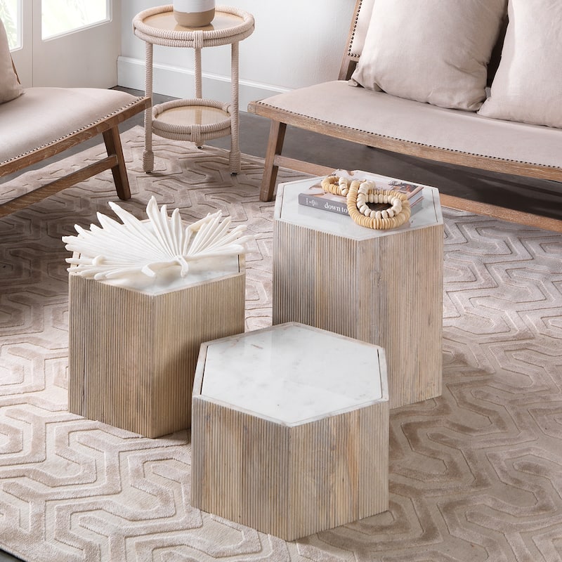 Jamie Young Argan Wood Hexagon Table, Small