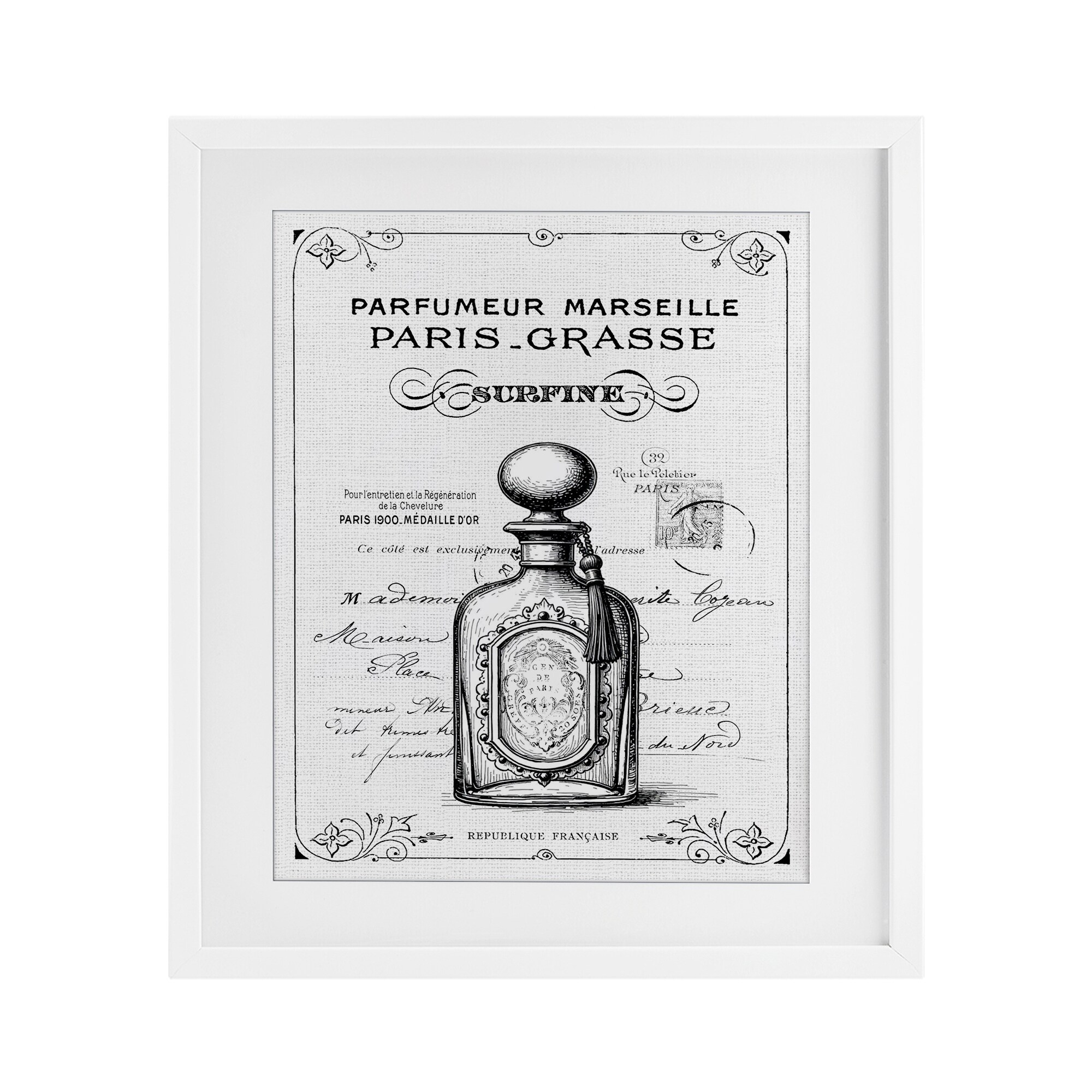 Vintage French Luxury Bottle Lettered and Lined