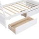 preview thumbnail 25 of 25, Twin Size Low House Bed with Two Drawers, Modern Wooden Platform Bed Frame with Storage for Kids, Teens, Boys, Girls