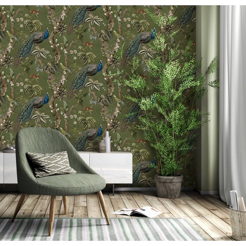 Cassia Peacock Non-Pasted Wallpaper - Covers 56 Square Feet