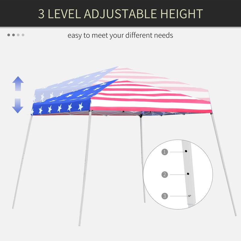 Adjustable Slant Leg Pop-Up Canopy Tent with Carry Bag, Instant Sun Shelter for Outdoor Events