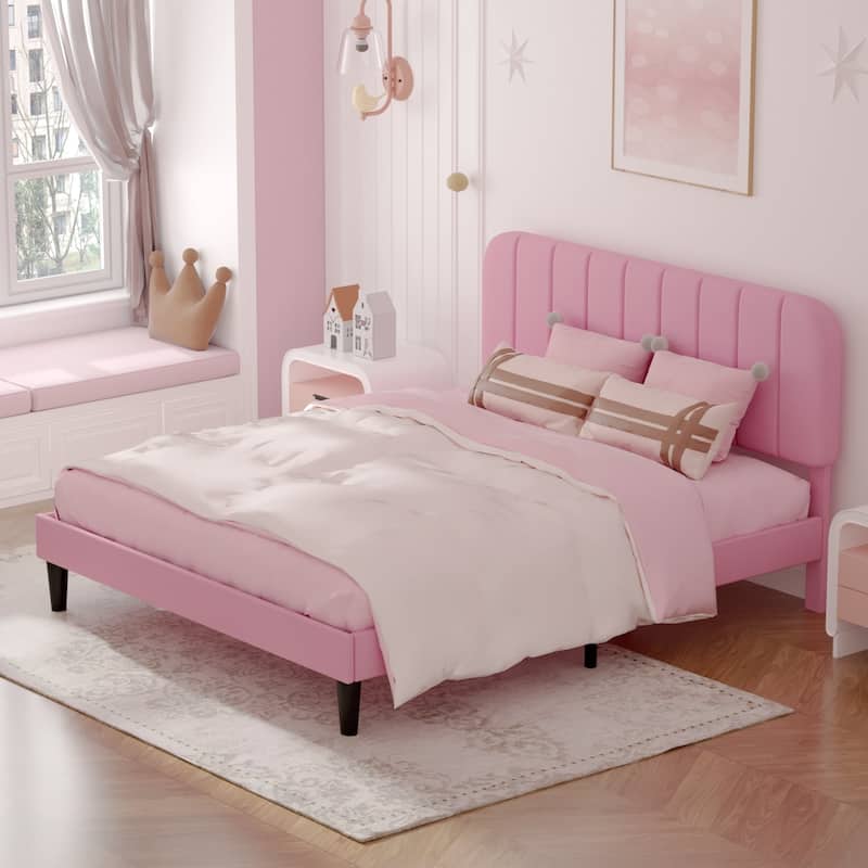 Javlergo Upholstered Adjustable Headboard Velvet Platform Bed Quiet Heavy-Duty Bed Frame No Box Spring Needed