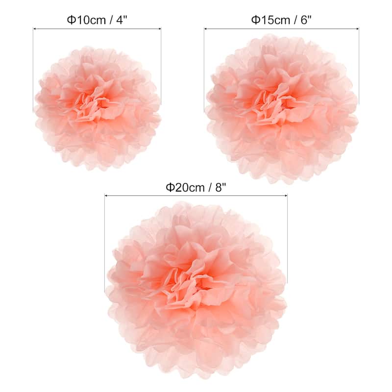 12Pcs 4"/6"/8" Tissue Pom Poms Paper Flowers Ball Party Wedding Decor - Light Orange