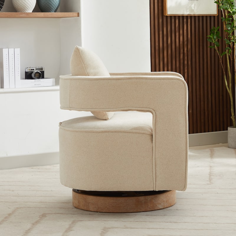29"W Boucle Upholstered Swivel Armchair Single Sofa
