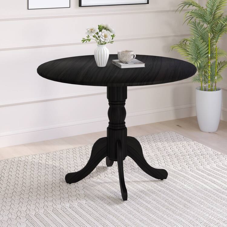 Rubber Wood Round Dining Table with Curved Legs and Adjustable Foot Pads - 40 x 40 x 29 inch (L x W x H)