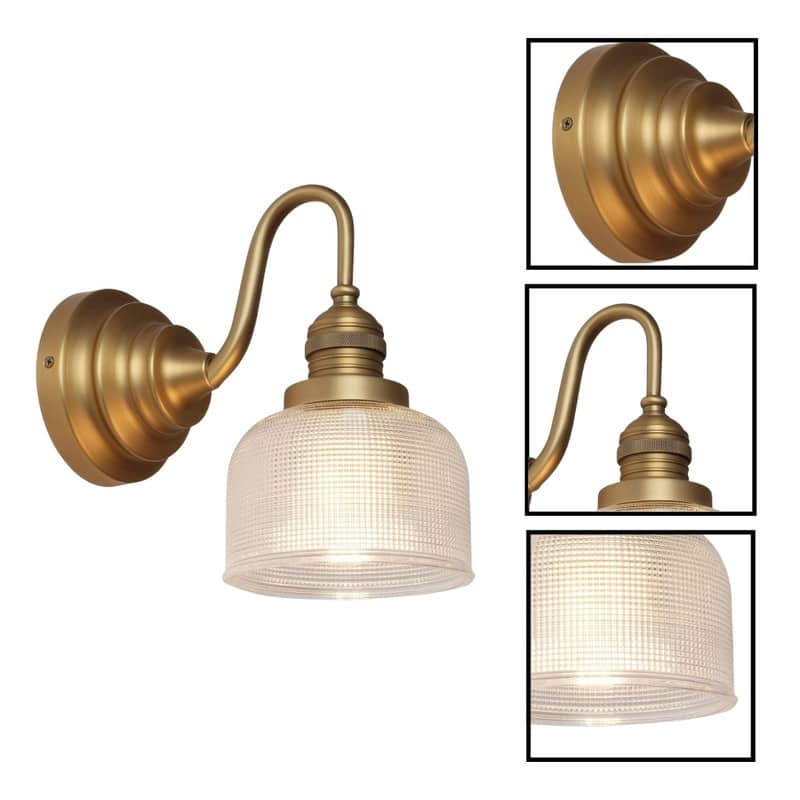 Vanity bulb light gold bathroom light glass, metal wall light
