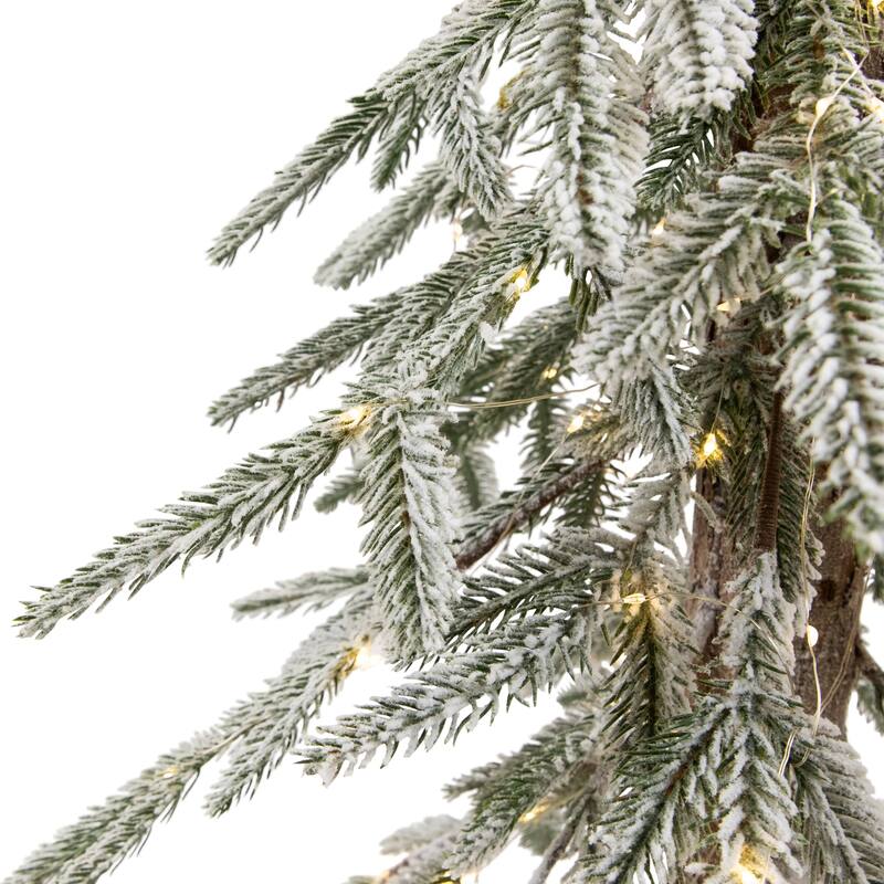 Pre-Lit Alpine Flocked Artificial Christmas Tree - 4' - Clear LED Lights - 4 Foot