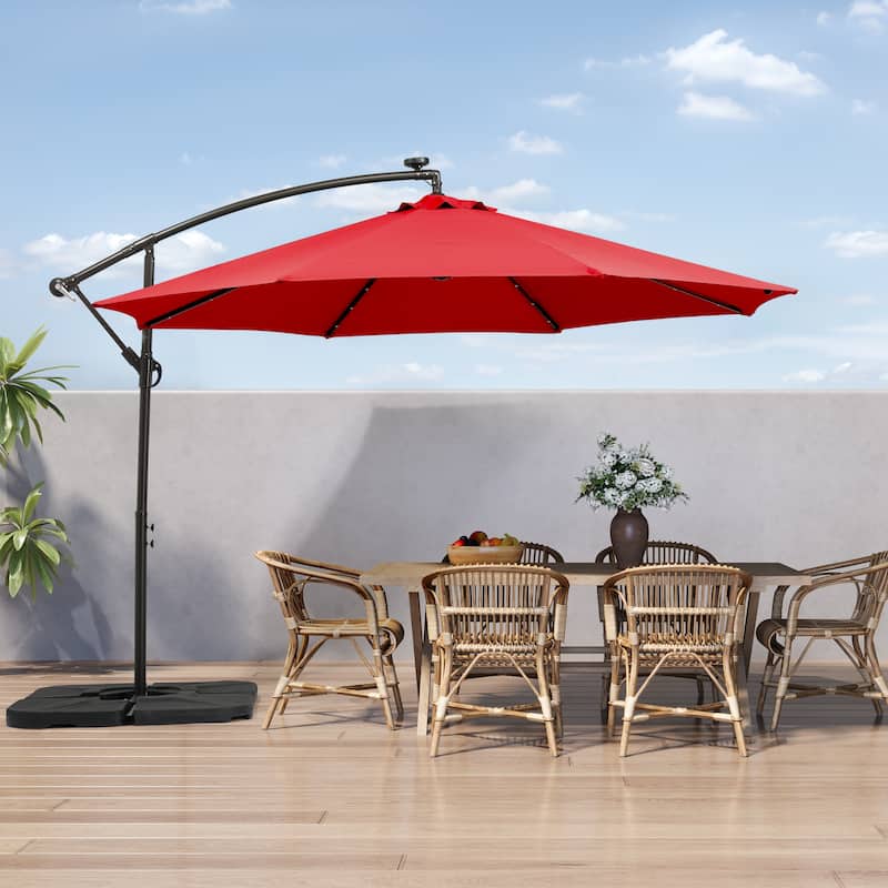 Lucent 10' Cantilever Patio Umbrella with Solar LED Lights