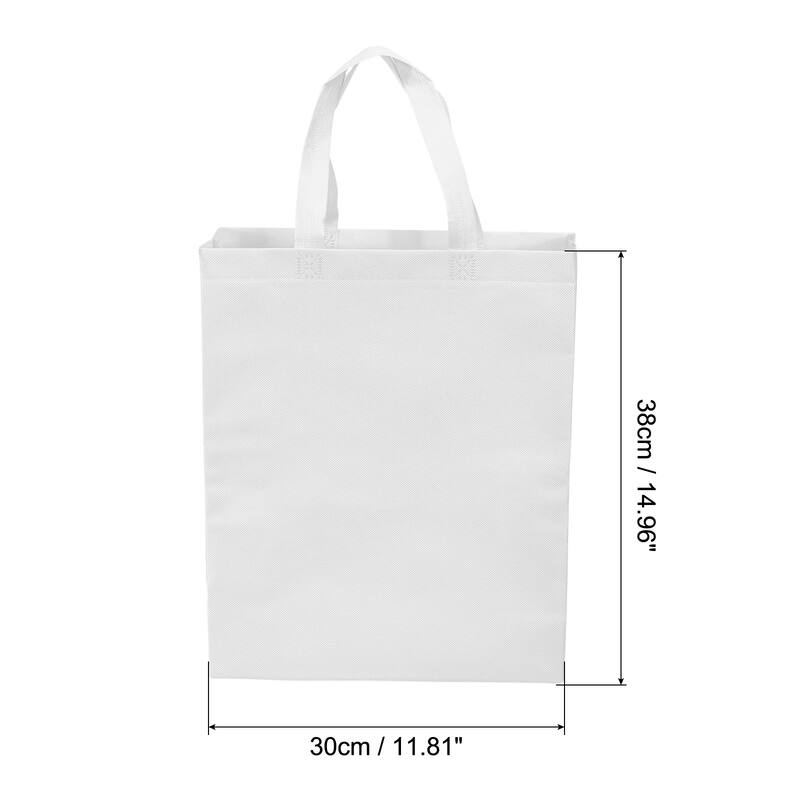 38x30cm Reusable Gift Bags 10Pcs Non-Woven Grocery Tote Bag for Travel - White