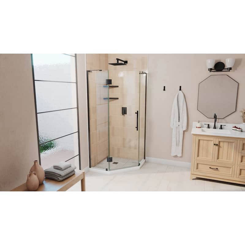 DreamLine Prism Plus 34 in. x 34 in. x 72 in. Frameless Hinged Shower Enclosure - 34" x 34" - 34" x 34"
