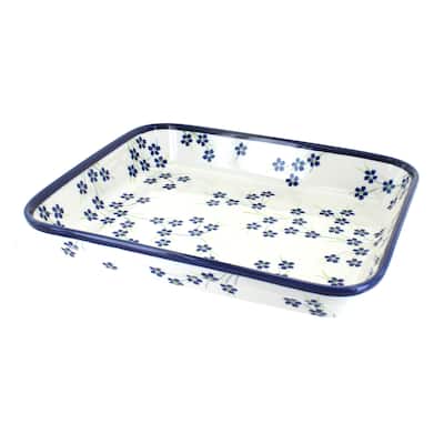 Blue Rose Polish Pottery 371 Zaklady Large Rectangular Baker