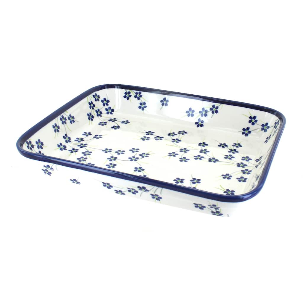 Blue Rose Polish Pottery 371 Zaklady Large Rectangular Baker