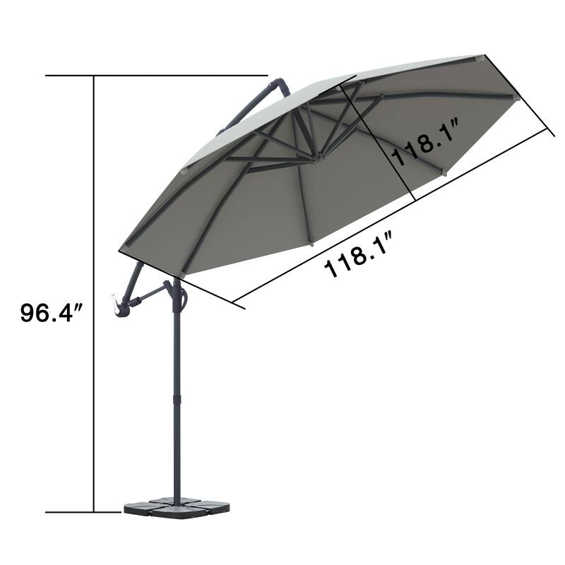 Corvus Vera 10-foot Cantilever Hanging Tilt Offset Canopy Patio Umbrella