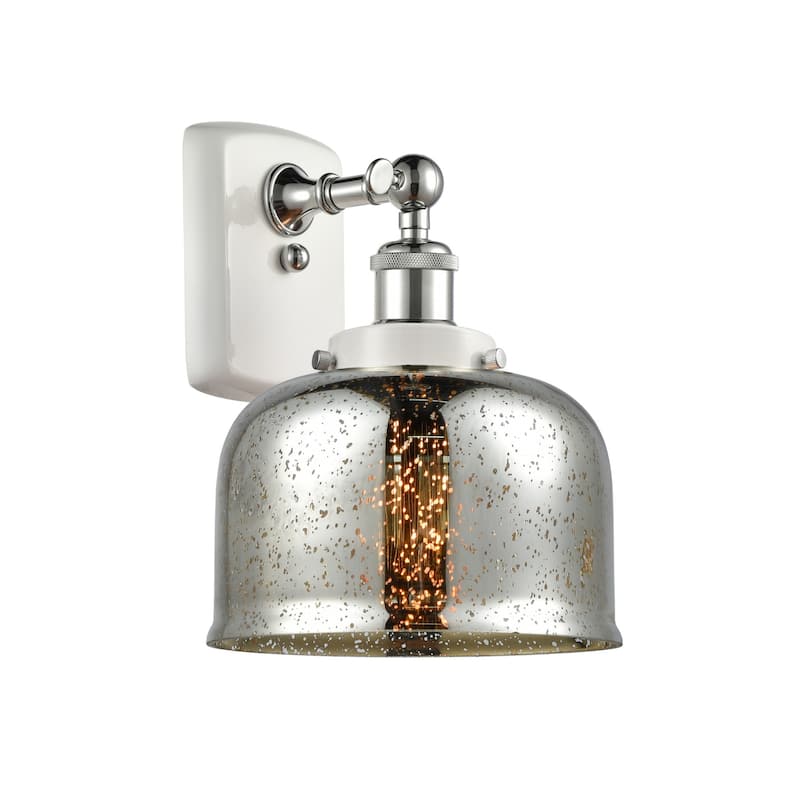 Innovations Lighting 916-1W-13-8 Bell Sconce Bell 13" Tall Wall Sconce - White and Polished Chrome / Silver Plated Mercury