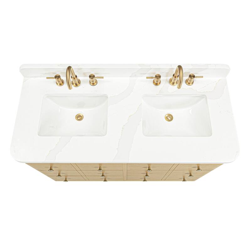 Serena Bathroom Vanity in Light Oak with Calacatta Quartz Top