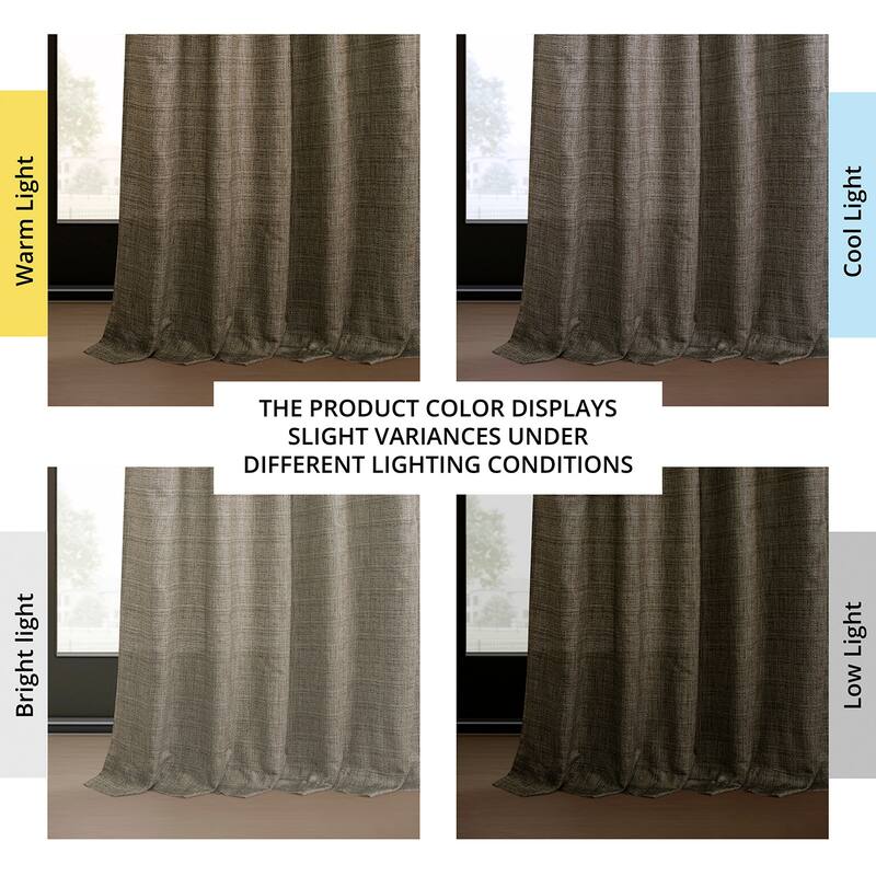 Exclusive Fabrics Raw Linen Weave Light Filtering Curtains for Bedroom & Living Room Curtains Pair - 2 Panel Drapes