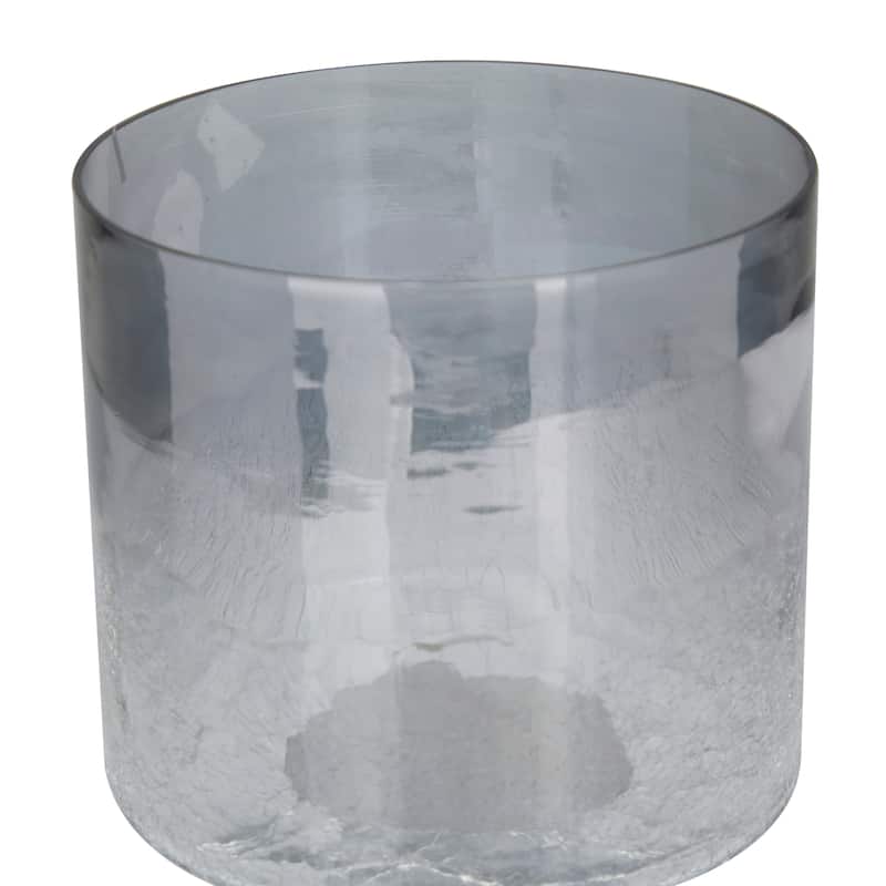 Black Glass Handmade Turned Style Pillar Hurricane Lamp with Smoked Glass Finish - 6 x 6 x 10