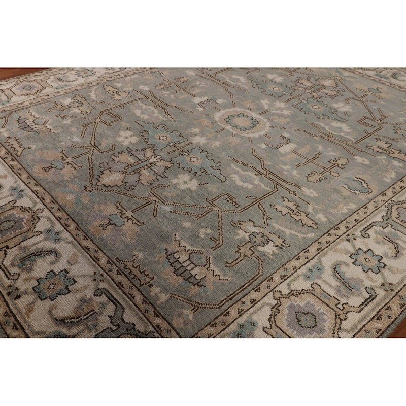 Gray Oushak Oriental Area Rug Handmade Wool Carpet - 8'4" x 9'8"