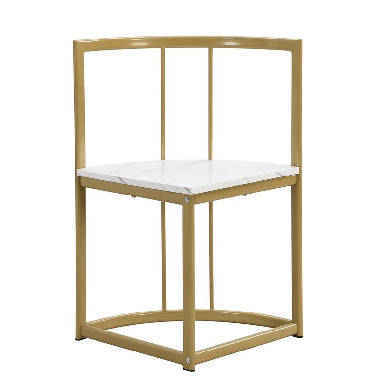 Mid-Century 7-Piece Dining Table Set for 6 People, Kitchen Dining Room Table Set with Faux Marble Dining Table and 6 Chairs