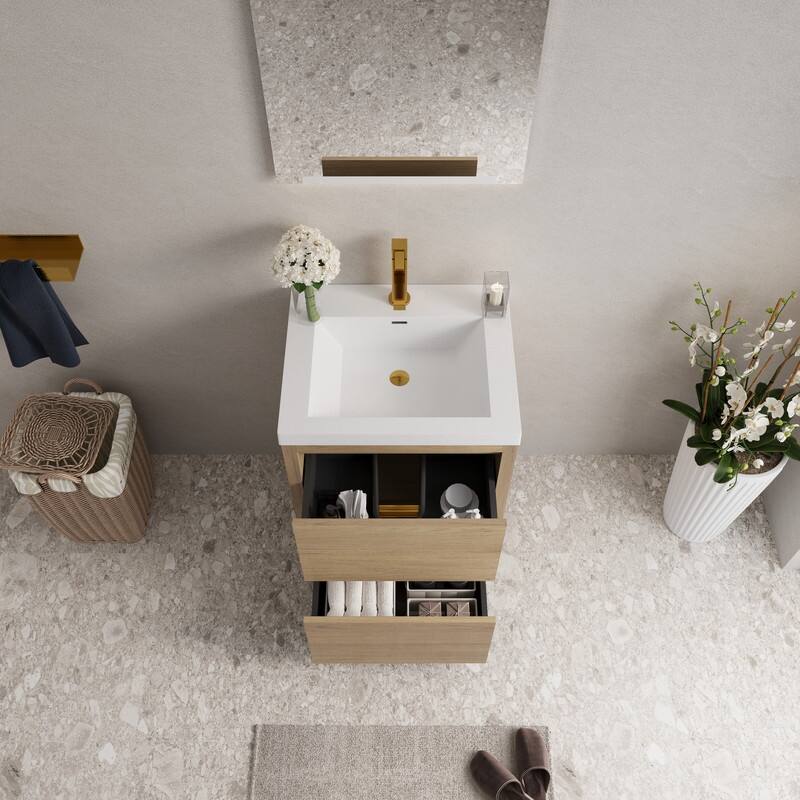 Abruzzo 24" Freestanding Bathroom Vanity with Stone Resin Sink and Two Soft Close Drawers