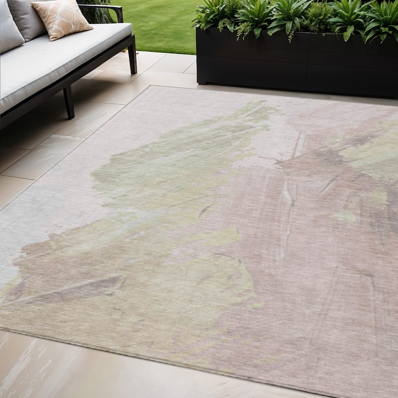 HomeRoots Abstract Transitional Rectangle Outdoor Rug - 5' X 8'