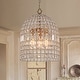 preview thumbnail 1 of 53, Vintage Glam Crystal Bird Cage Lantern Chandelier - Distressed Brass Medium-Gold