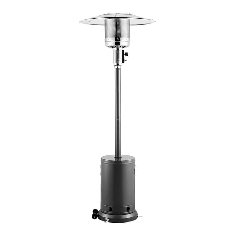 Silver Outdoor Propane Patio Heater with 50000 BTU Flame Tube and Adjustable Heat for Garden - 32.01x32.01x87.40 in