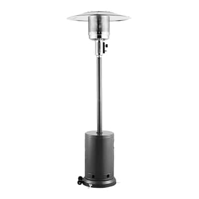 Silver Outdoor Propane Patio Heater with 50000 BTU Flame Tube and Adjustable Heat for Garden - 32.01x32.01x87.40 in