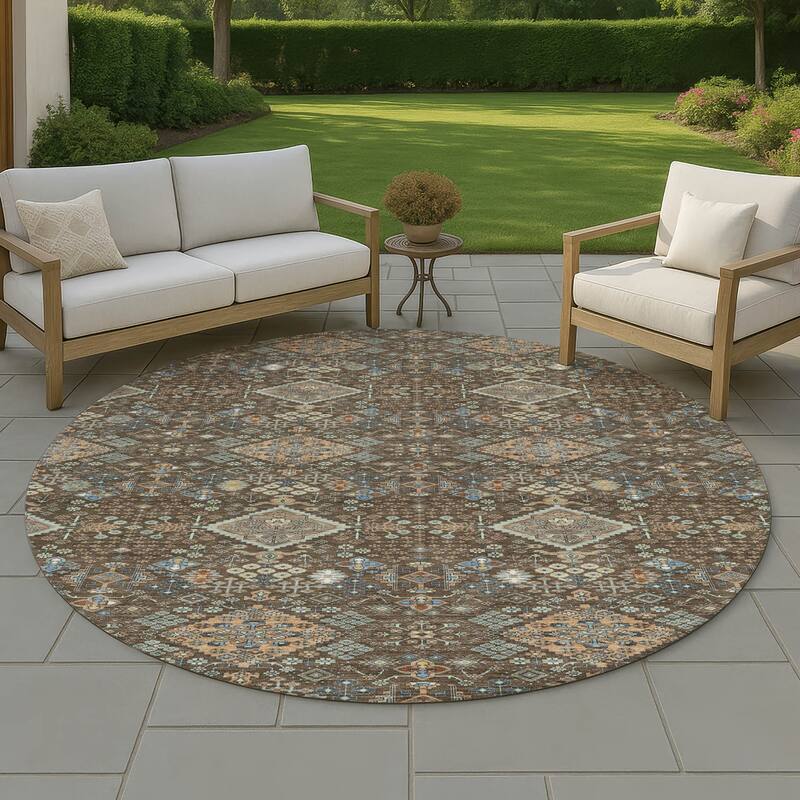 Machine Washable Indoor/ Outdoor Global Bidunga Chantille Rug - Chocolate - 8' x 8'