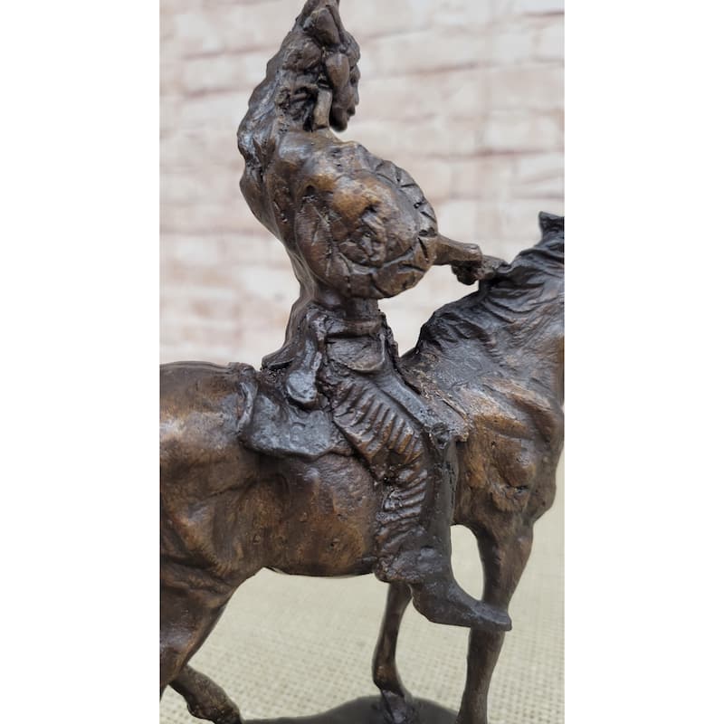 Mohican Western Bronze Statue Sculpture Native American Indian Horseback 11 Inches X 8 Inches