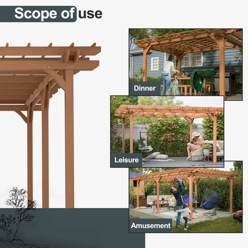 Brown Wooden Gazebo Pergola for Climbing Plants